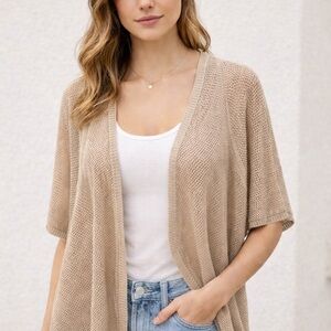 Dana Buchman Crocheted Beige Open-Front Cardigan Small NWT